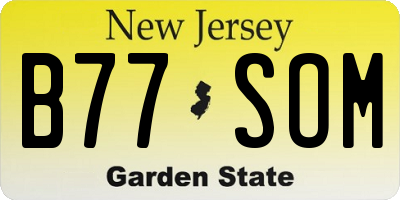 NJ license plate B77SOM