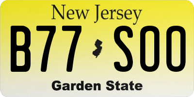 NJ license plate B77SOO