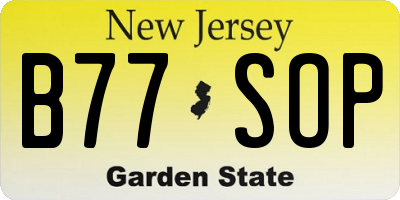 NJ license plate B77SOP