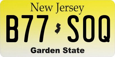 NJ license plate B77SOQ