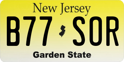 NJ license plate B77SOR