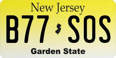 NJ license plate B77SOS