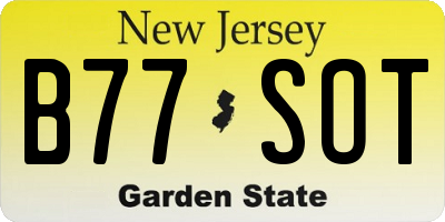NJ license plate B77SOT