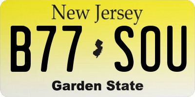 NJ license plate B77SOU