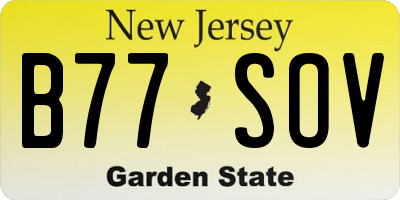 NJ license plate B77SOV