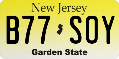 NJ license plate B77SOY
