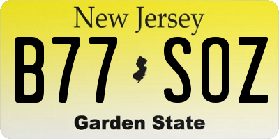 NJ license plate B77SOZ