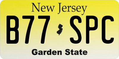NJ license plate B77SPC