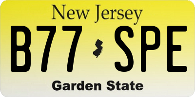 NJ license plate B77SPE