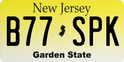 NJ license plate B77SPK