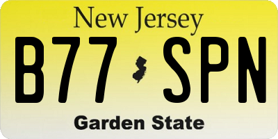 NJ license plate B77SPN