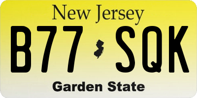 NJ license plate B77SQK