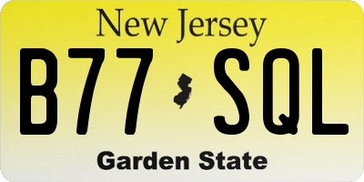 NJ license plate B77SQL