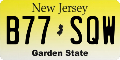 NJ license plate B77SQW