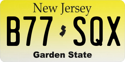NJ license plate B77SQX