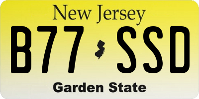 NJ license plate B77SSD