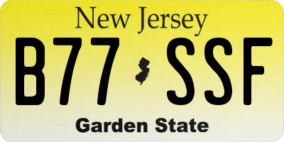 NJ license plate B77SSF