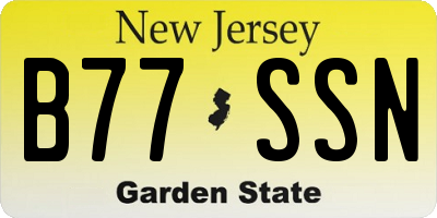 NJ license plate B77SSN
