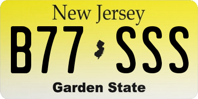 NJ license plate B77SSS