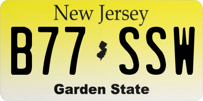 NJ license plate B77SSW