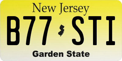 NJ license plate B77STI