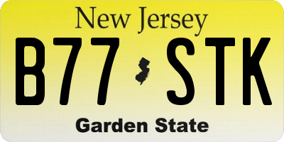 NJ license plate B77STK