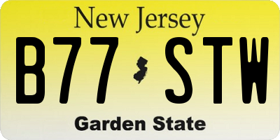 NJ license plate B77STW