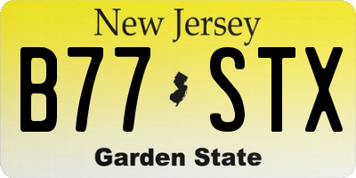 NJ license plate B77STX
