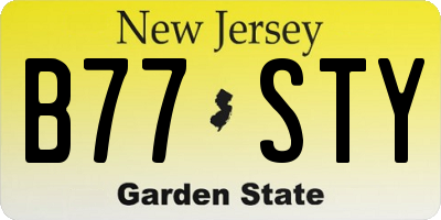 NJ license plate B77STY