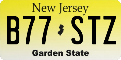 NJ license plate B77STZ