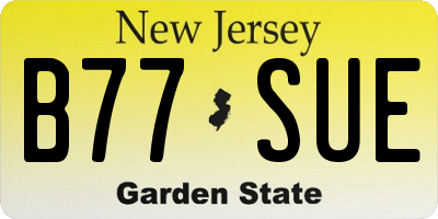 NJ license plate B77SUE