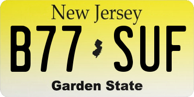 NJ license plate B77SUF