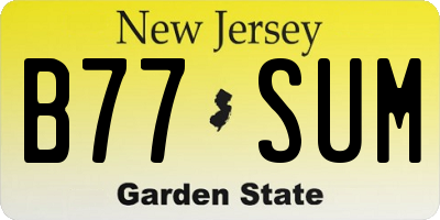 NJ license plate B77SUM