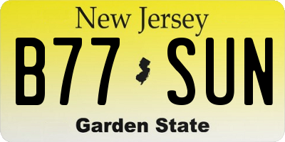 NJ license plate B77SUN