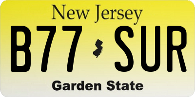 NJ license plate B77SUR