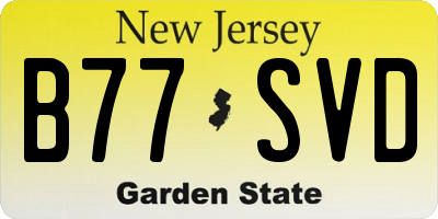 NJ license plate B77SVD