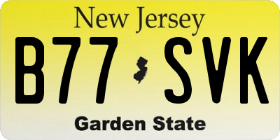 NJ license plate B77SVK