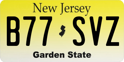 NJ license plate B77SVZ