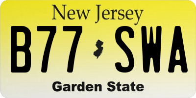 NJ license plate B77SWA