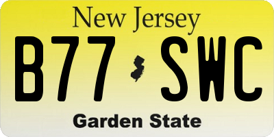 NJ license plate B77SWC