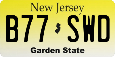 NJ license plate B77SWD