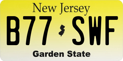 NJ license plate B77SWF