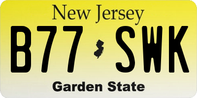 NJ license plate B77SWK