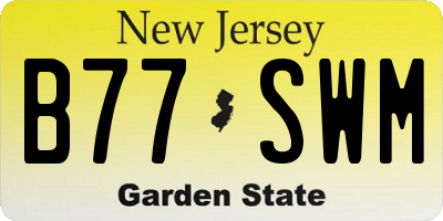 NJ license plate B77SWM