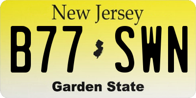 NJ license plate B77SWN