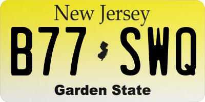 NJ license plate B77SWQ