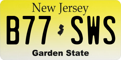 NJ license plate B77SWS