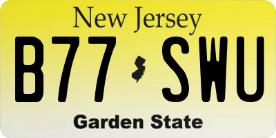 NJ license plate B77SWU