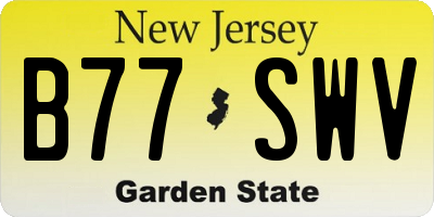 NJ license plate B77SWV