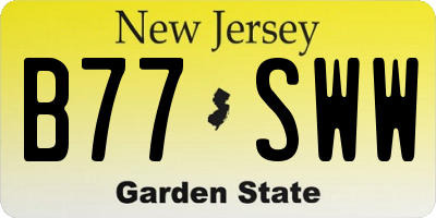 NJ license plate B77SWW